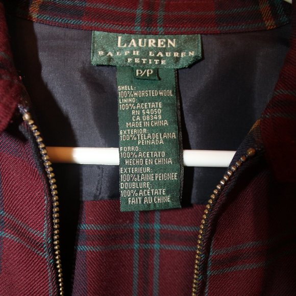 Ralph Lauren zip-up plaid flannel jacket 100% wool shell - Picture 3 of 8
